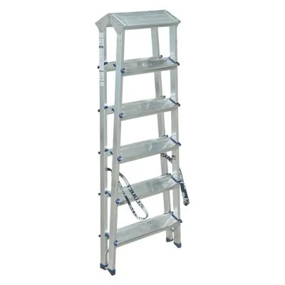 Купить Стремянка двухсторонняя алюминиевая 6 ступеней (1) "Алюмет"