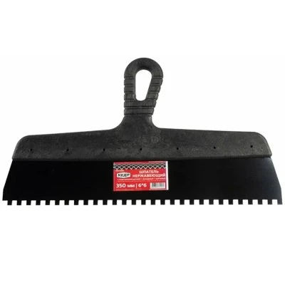 Купить Шпатель фасадный зубчатый КЕДР нерж сталь, пласт. ручка 350мм зуб 6х6мм 51319