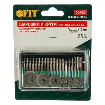 Купить Набор шарошек и кругов с алмазн напылением 25шт FIT 36487