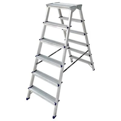 Купить Стремянка двухсторонняя алюминиевая 6 ступеней (1) "Алюмет"