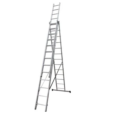 Купить Лестница-Стремянка трехсекц.НОВАЯ ВЫСОТА NV1230 алюм.3х9 ступ.2,4-5,52м 46494