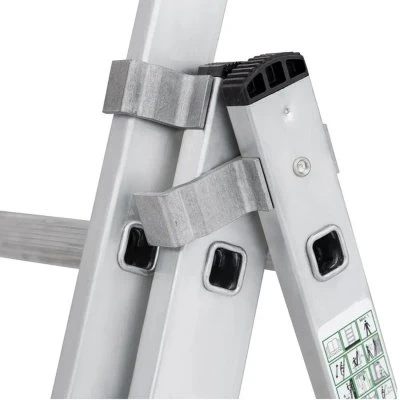 Купить Лестница-Стремянка трехсекц.НОВАЯ ВЫСОТА NV1230 алюм.3х9 ступ.2,4-5,52м 46494