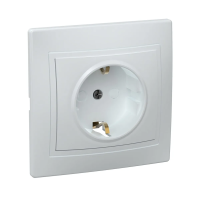 Купить Розетка "Кварта" 1 местн. с заземл, с шторк. рсш10-3-кб, 16а (керам.) белый (1/10/200) "IEK"