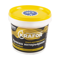Краска в/д латексная  интер. влагостойкая  1,5 кг (1/6) "KRAFOR"   (желт.)