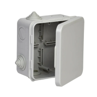 Купить Коробка распаячная открыт. уст. км41256 100*100*50 мм, IP54, св.серая (8 гермовводов) (1/48) "IEK"