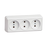 Купить Розетка открыт. уст. "Октава" 3-х местн. рс23-2-об, 10а, белый (1/24/288) "IEK"
