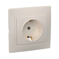Купить Розетка "Кварта" 1 местн. с заземл, с шторк. рсш10-3-км, 16а (керам.) кремовый (1/10/200) "IEK"