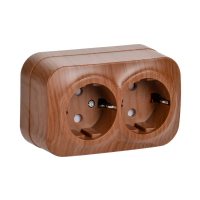 Купить Розетка открыт. уст. "GLORY" 2-х местн. с заземл, с шторк. рсш22-3-хд, 16а, дуб (1/18/216) "IEK"