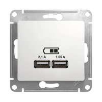 Купить Розетка USB "GLOSSA" 5в/2,1 а, 2х5в/1,05а (механизм) белый (1/6/96) "SCHNEIDER"