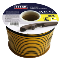 Купить Уплотнитель E 15 X 8 мм черный бухта 50 м (1/2) "TYTAN PROFESSIONAL"