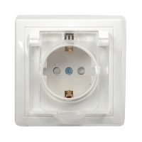 Купить Розетка "Кварта" 1 местн. с заземл, с шторк, с крыш. рсбш10-3-ккб-44 (керам.) белый (1/8/160) "IEK"