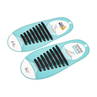 Купить Шнурки для обуви силиконовые (набор 16 шт.) черные (1/12/600) "Рыжий кот"