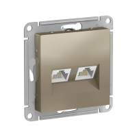 Купить Розетка компьютерная "ATLASDESIGN" 2-х местн. RJ45+RJ45 (механизм) шампань (1/10/60) "SCHNEIDER"