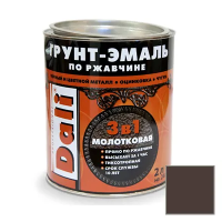 Грунт- эмаль по ржавчине "DALI" 3 в 1 молотковая коричневая  2 л (1/3) "Рогнеда"
