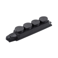 Купить Розетка (колодка) 4-х местн. с защитн. крышками "Омега" рб34-1-0м, IP44, черный (1/6/36) "IEK"