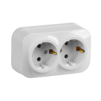 Купить Розетка открыт. уст. "GLORY" 2-х местн. с заземл. рс22-3-хб, 16а, белый (1/18/216) "IEK"