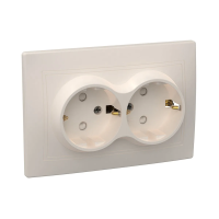 Купить Розетка "Кварта" 2-х местн. с заземл, с шторк. рсш12-3-км, 16а (керам.) кремовый (1/10/100) "IEK"
