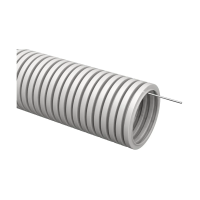 Купить Труба гофрированная пвх D 16 мм с зондом (бухта 10 м) серая (1) "IEK"