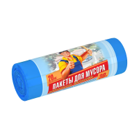 Купить Пакеты для мусора повыш. прочности "Тут грязи нет" 30 л, 20 шт. (голубые) 9 мкм (1/45) "AVIKOMP"