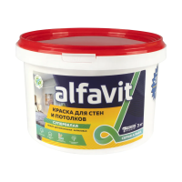 Краска в/д  для стен и потолков супербелая "ALFAVIT"  3 кг (1) серия альфа