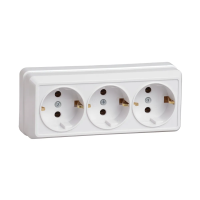Купить Розетка открыт. уст. "Октава" 3-х местн. с заземл. рс23-3-об, 16а, белый (1/20/240) "IEK"