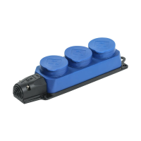 Купить Розетка (колодка) 3-х местн. с защитн. крышками "Омега" рб33-1-0м, IP44, синий (1/10/40) "IEK"