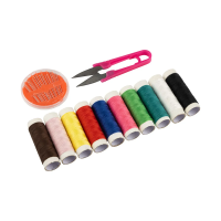 Купить Набор для шитья (ножницы, иголки 16 шт., нитки 10 катушек разноцв.) (1/12/192) "Рыжий кот"