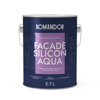 Краска фасадная "FACADE SILICON AQUA" водоотталкивающая база A 2,7 л (1) "KOMANDOR"