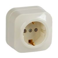 Купить Розетка открыт. уст. "GLORY" 1 местн. с заземл, с шторк. рсш20-3-хк, 16а, кремовый (1/30/360) "IEK"