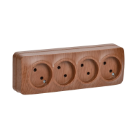 Купить Розетка открыт. уст. "GLORY" 4-х местн. рс24-2-хд, 10а, дуб (1/16/192) "IEK"