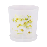 Купить Горшок для орхидей 1,8 л  D 135 мм с поддоном (прозрачн. с рисунком) (1/30) "Альтернатива" м1604