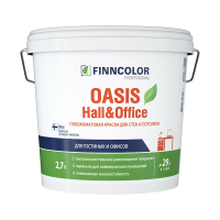 Краска "OASIS HALL@OFFICE" база с  2,7 л (1) для стен и потолков устойчивая к мытью "FINNCOLOR"
