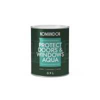 Эмаль "PROTECT DOORS&WINDOWS AQUA" для окон и дверей база C 0,9 л (1/6) "KOMANDOR"