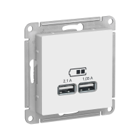 Купить Розетка USB "ATLASDESIGN" 5в/2,1а, 2х5в/1,05а (механизм) белый (1/8/48) "SCHNEIDER"