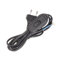 Купить Шнур уш-1кв 2 х 0,75 мм² 2 м опрессованный с выключ. и вилкой, черный (1/100) "IEK"