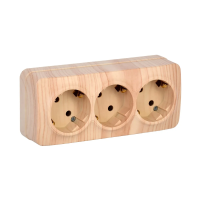 Купить Розетка открыт. уст. "GLORY" 3-х местн. с заземл. рс23-3-хс, 16а, сосна (1/18/216) "IEK"