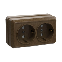 Купить Розетка открыт. уст. "Октава" 2-х местн. с заземл. рс22-3-од, 16а, дуб (1/18/216) "IEK"