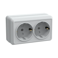 Купить Розетка открыт. уст. "Октава" 2-х местн. с заземл, с шторк. рсш22-3-об, 16а, белый (1/18/216) "IEK"