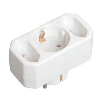 Купить Разветвитель электрический т-01/01-2 (1 круглая, 2 плоск. розетки) (1/200) "IEK"