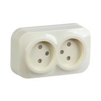 Купить Розетка открыт. уст. "GLORY" 2-х местн. с шторк. рсш22-2-хк, 10а, кремовый (1/24/288) "IEK"