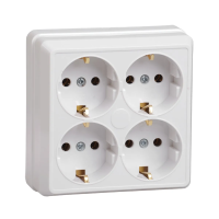 Купить Розетка открыт. уст. "Октава" 4-х местн. с заземл. рс24-3-об, 16а, белый (1/16/192) "IEK"