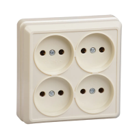Купить Розетка открыт. уст. "Октава" 4-х местн. рс24-2-ок, 10а, кремовый (1/20/240) "IEK"