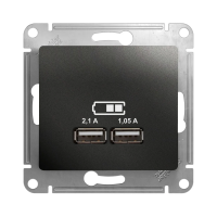 Купить Розетка USB "GLOSSA" 5в/2,1 а, 2х5в/1,05а (механизм) антрацит (1/6/24) "SCHNEIDER"