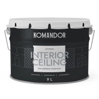 Краска "INTERIOR CEILING" для потолков белая 9 л (1) "KOMANDOR"