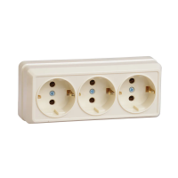 Купить Розетка открыт. уст. "Октава" 3-х местн. с заземл. рс23-3-ок, 16а, кремовый (1/20/240) "IEK"