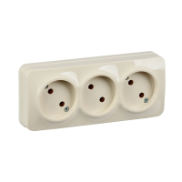 Купить Розетка открыт. уст. "GLORY" 3-х местн. рс23-2-хк, 10а, кремовый (1/24/288) "IEK"