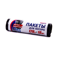 Купить Пакеты для мусора повыш. прочности "POPULAR" 120 л, рулон 10 шт. (черные) 14 мкм (1/24) "AVIKOMP"