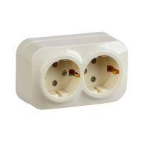 Купить Розетка открыт. уст. "GLORY" 2-х местн. с заземл, с шторк. рсш22-3-хк, 16а, кремов. (1/18/216) "IEK"