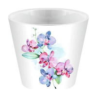 Купить Горшок для цветов "LONDON ORCHID DECO"  D 160 мм/1,6 л (голубая орхидея) (1/16) "INGREEN" ING6196гл