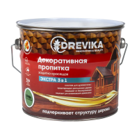 Пропитка декоративная "Экстра 3 в 1" олива 3 л (1/4) "DREVIKA"